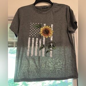 Sunflower/American flag tee